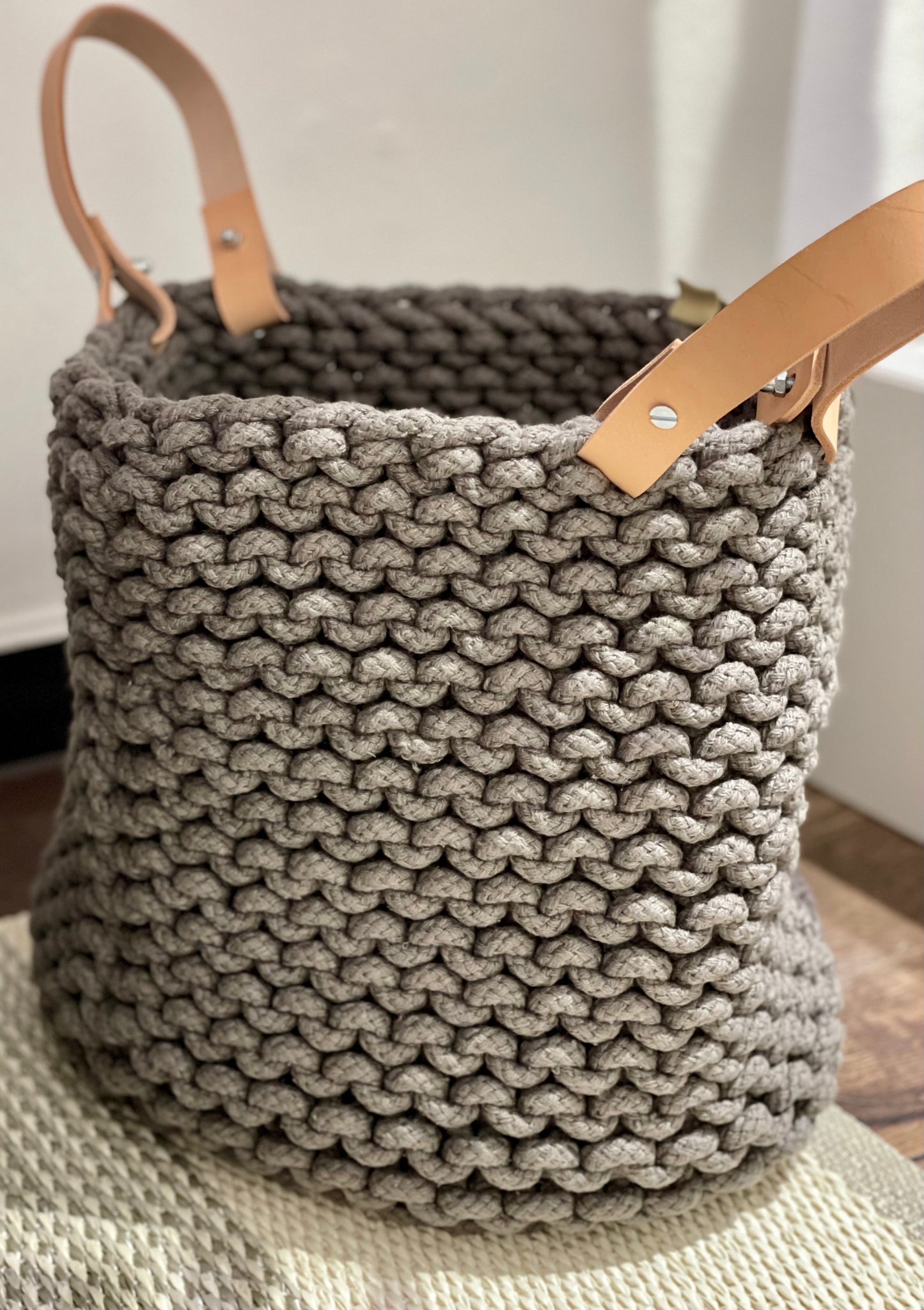 Strickkorb Peter Dahlenburg 30 x 30 mit Lederhenkel