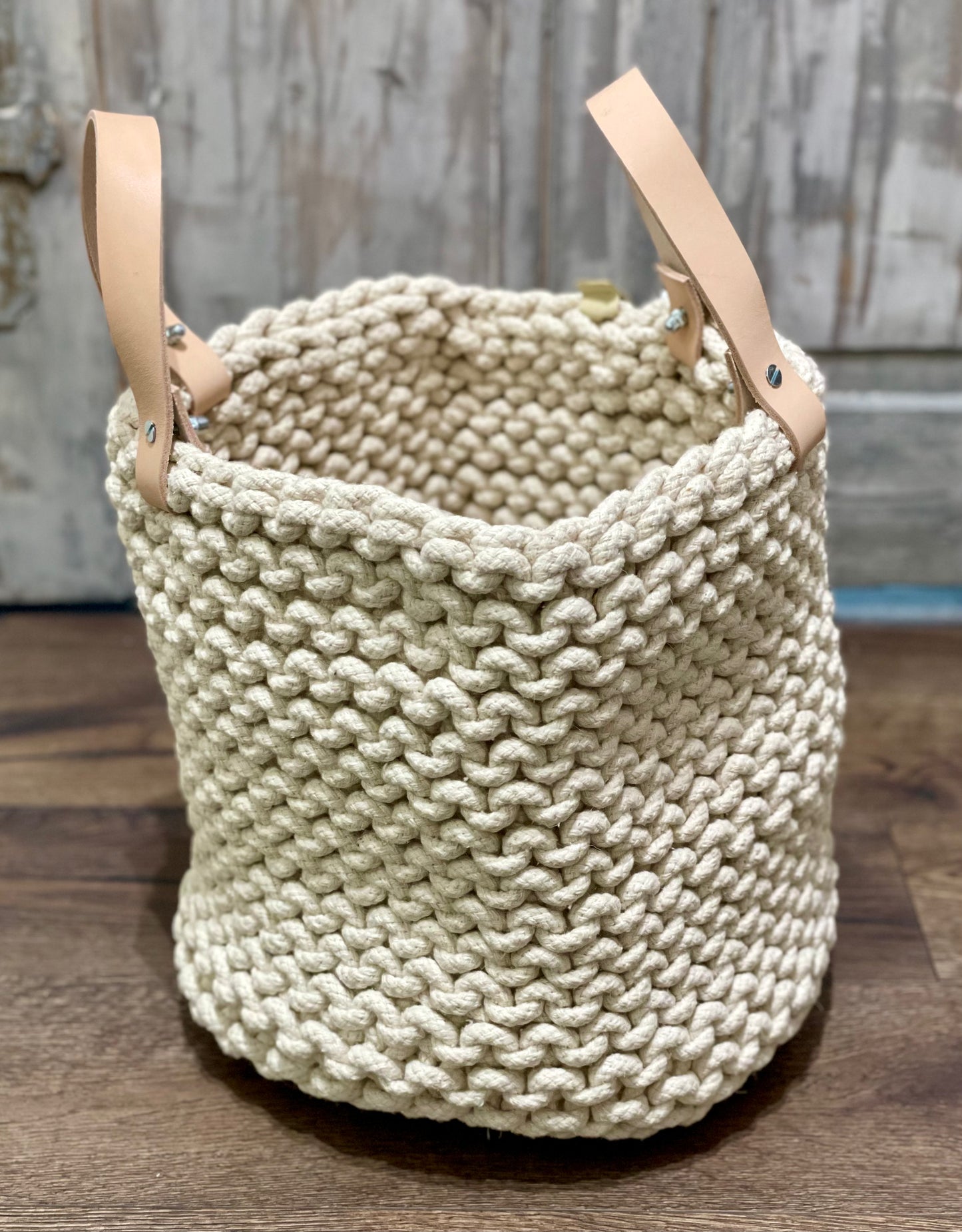 Strickkorb Peter Dahlenburg 30 x 30 mit Lederhenkel
